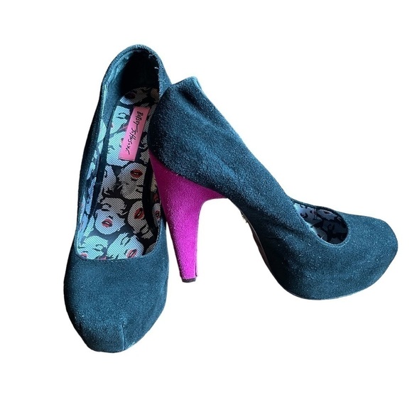 Betsey Johnson Maxean Two Toned Leather Heels 8.5 Marilyn Monroe - Picture 3 of 10